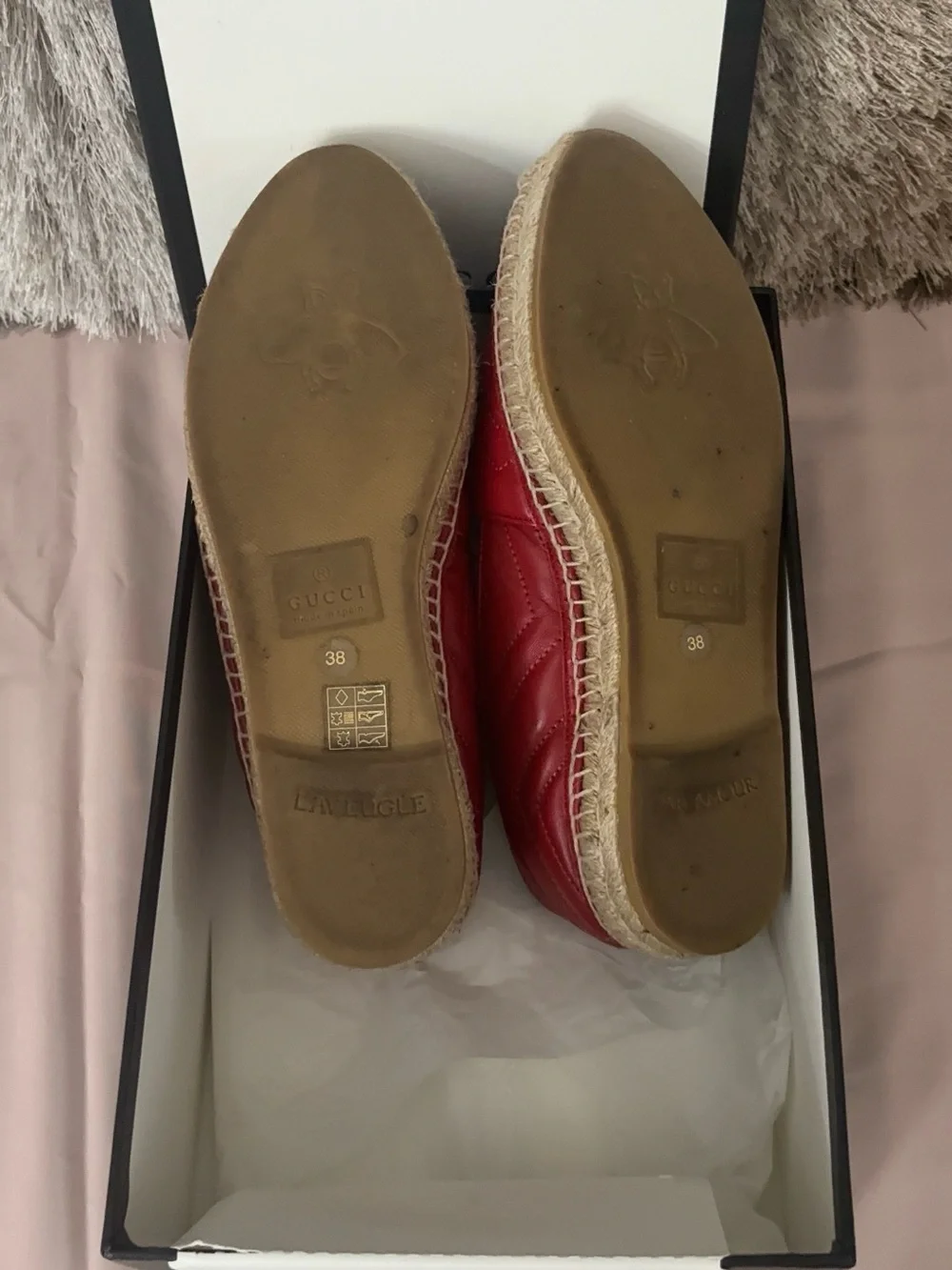 Gucci Red Quilted Leather Loafers with Gold Double G